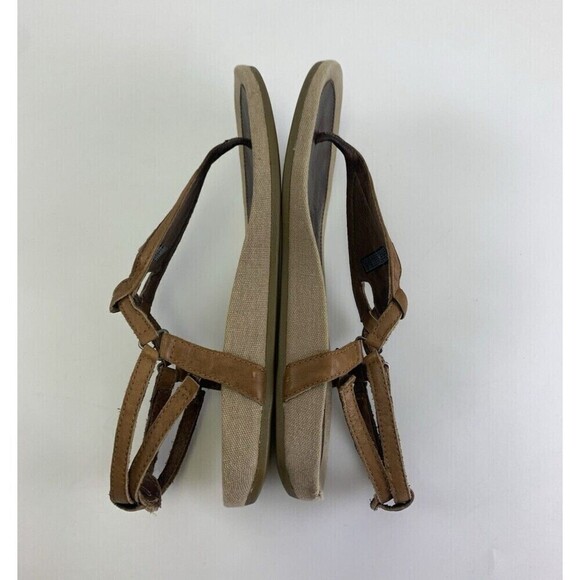 Teva Capri Brown Leather Woven T-Strap Sandals Flat Slingback 1003970 Womens 8 - Picture 10 of 14